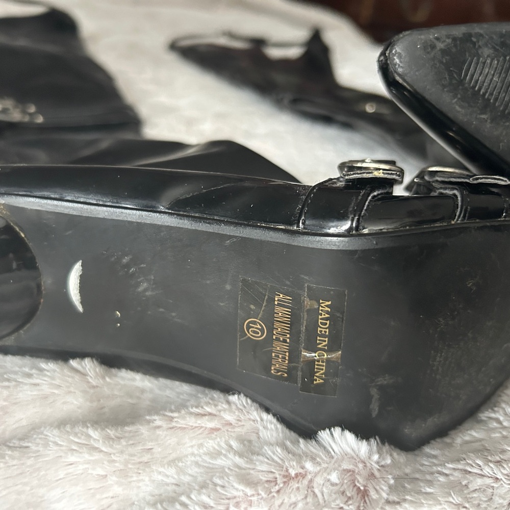 Goth Shiny Black Over the Knee Stiletto Boots - Picture 3 of 9